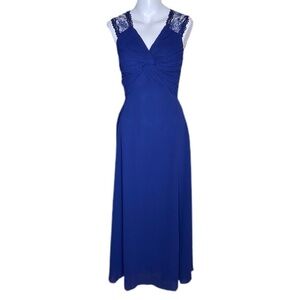 Roiii Blue Maxi with Front Twist and Pin Pleated Waist & Back
